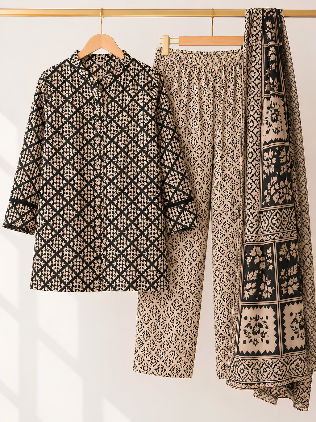 Noir Blossom 3 Piece Printed Lawn Suit | Maan by Manahil