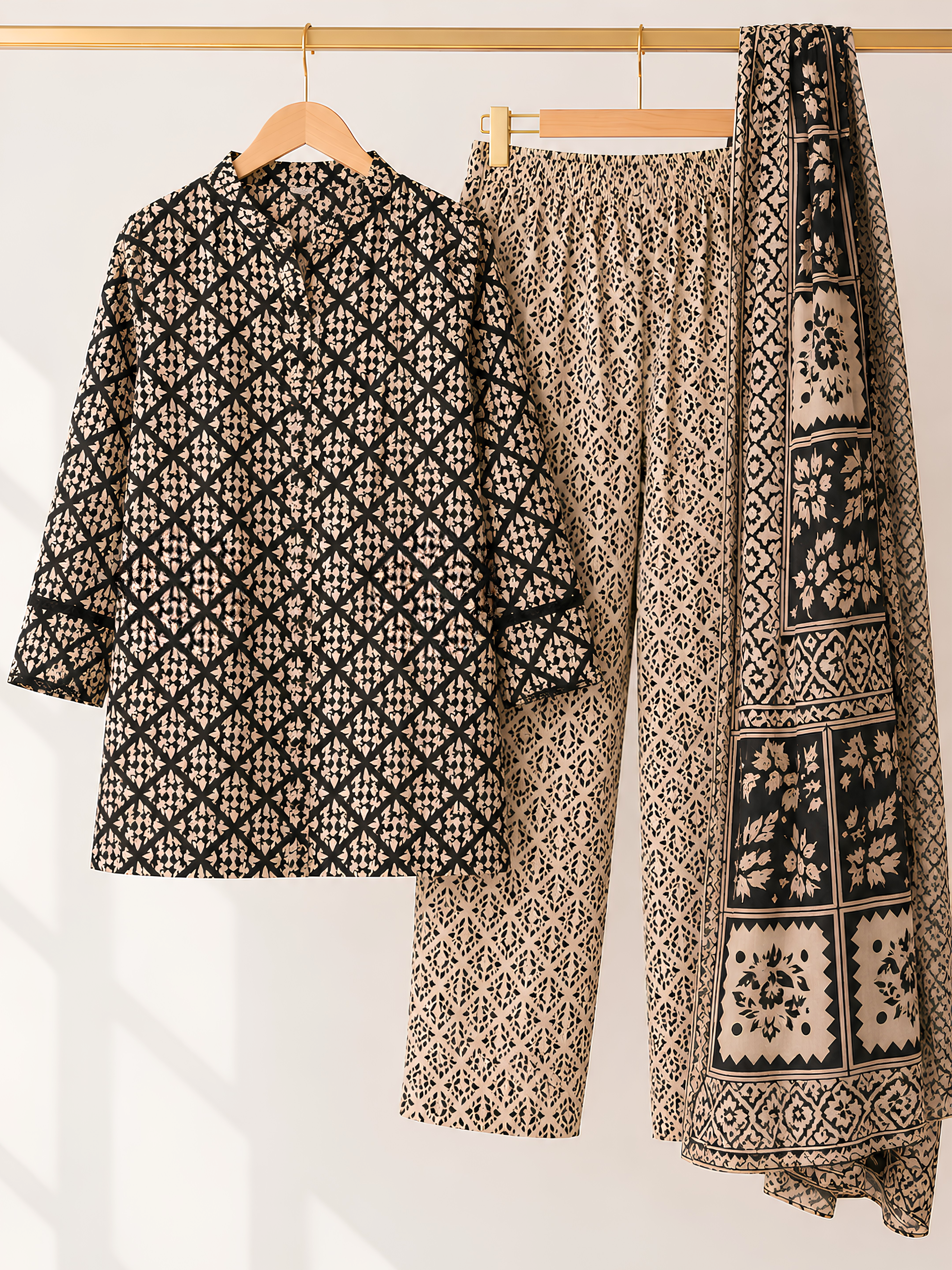 Noir Blossom 3 Piece Printed Lawn Suit | Maan by Manahil