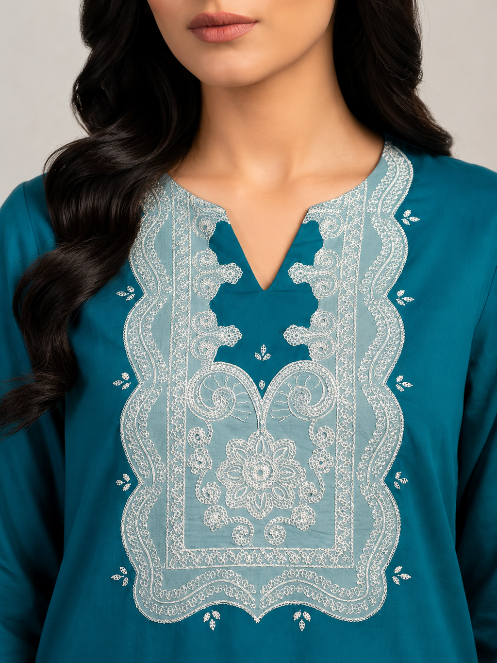 Teal Embroidered 3 Piece Lawn Suit | Maan by Manahil