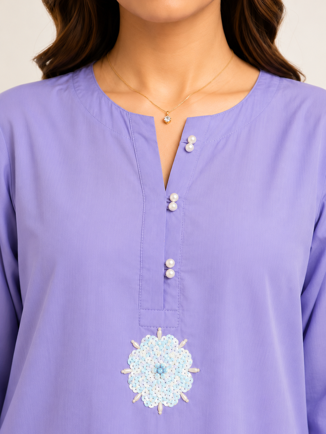 Lilac Embroidered 3 Piece Lawn Suit | Maan by Manahil